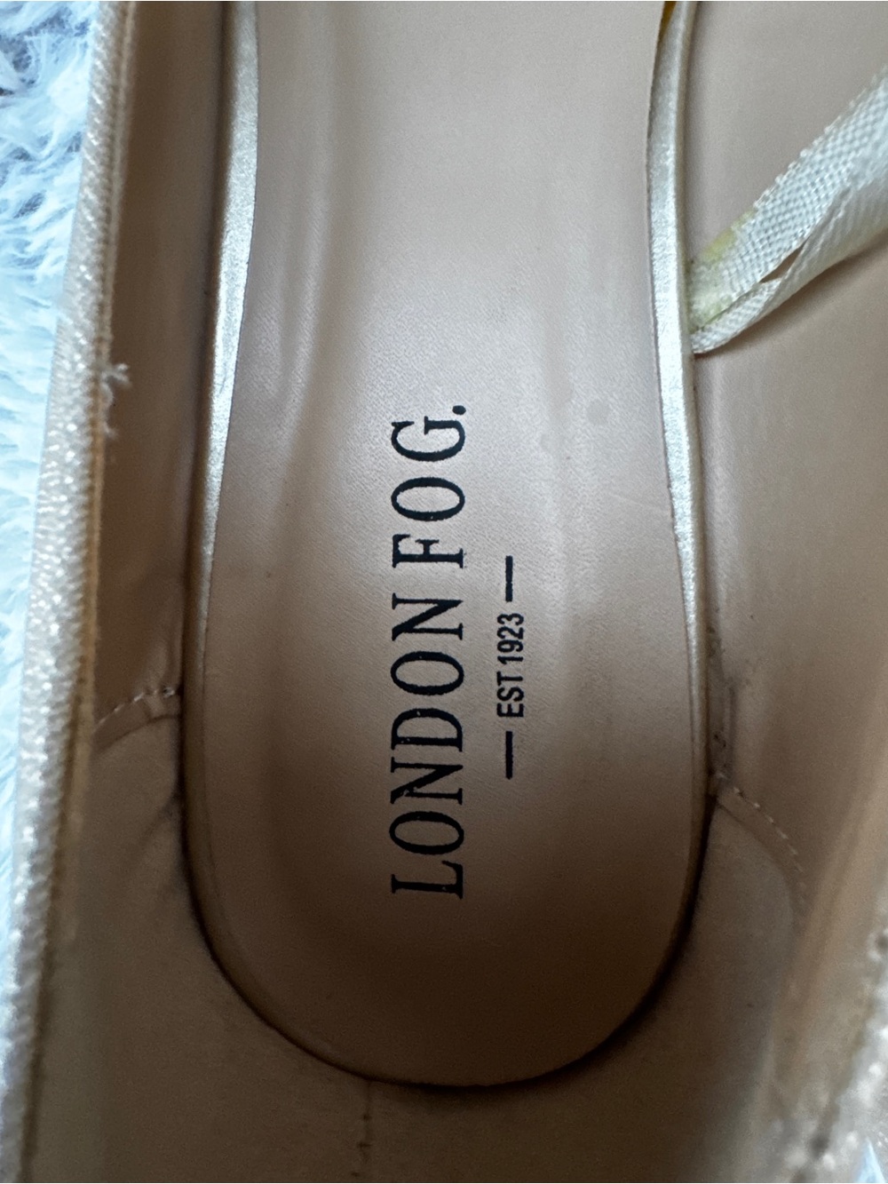 London Fog Champagne Pearl & Crystal Peep-Toe Flats - Picture 6 of 9